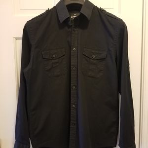 Express Men's Black Button Down, L